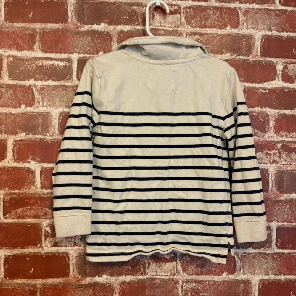 Old Navy Cream and Black Striped Quarter-Zip Kids Top